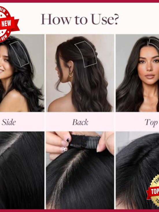 Human Hair Clip-In Extensions for Thinning Hair, 18 Inch, 4 Pieces main image 5